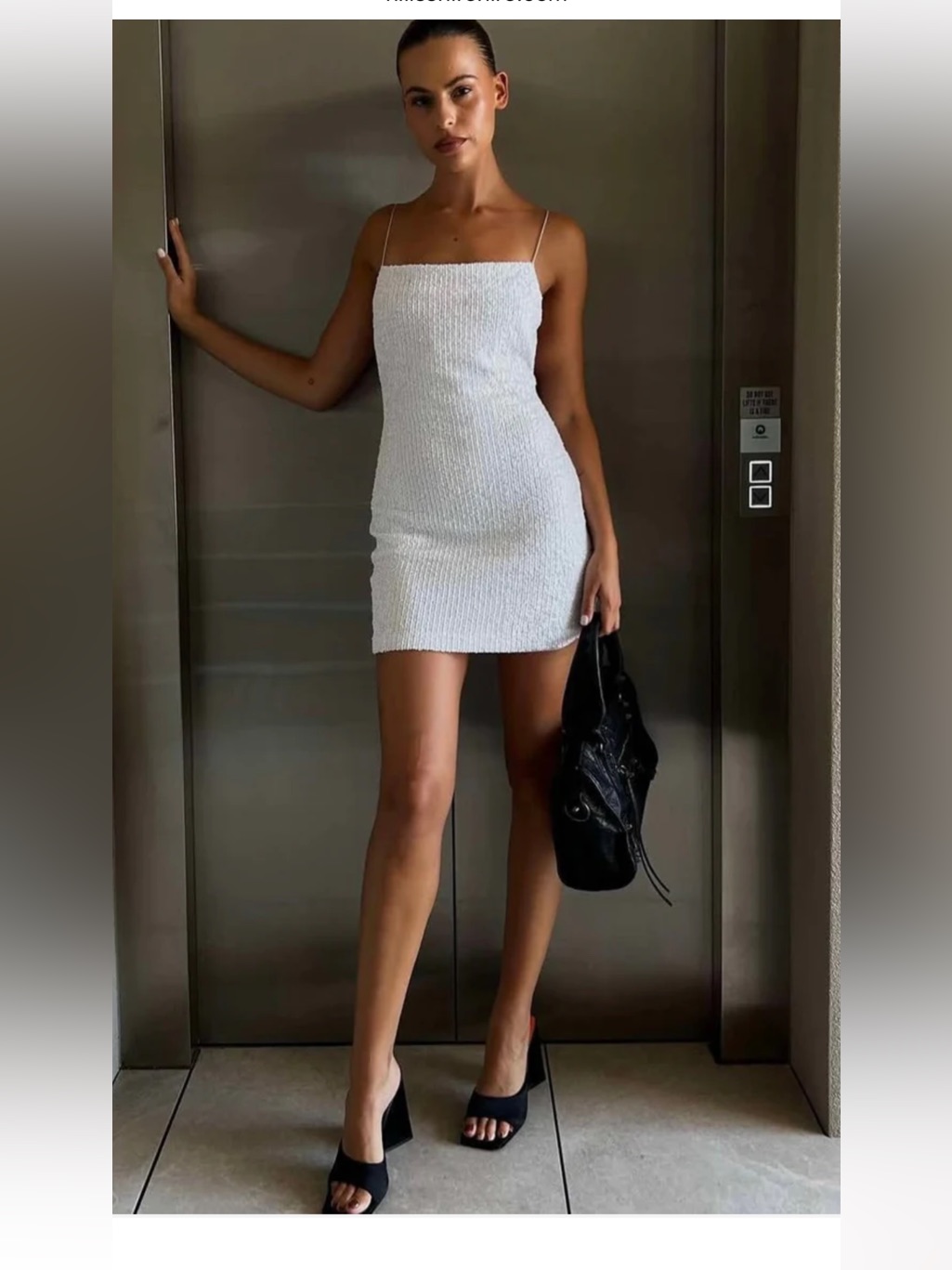 Bec + Bridge White Strappy Sequin Mini Dress Size 4